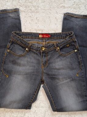 Apple Bottoms Women's Vintage Y2K Hi-rise Jeans with Embroidery Apple Pockets